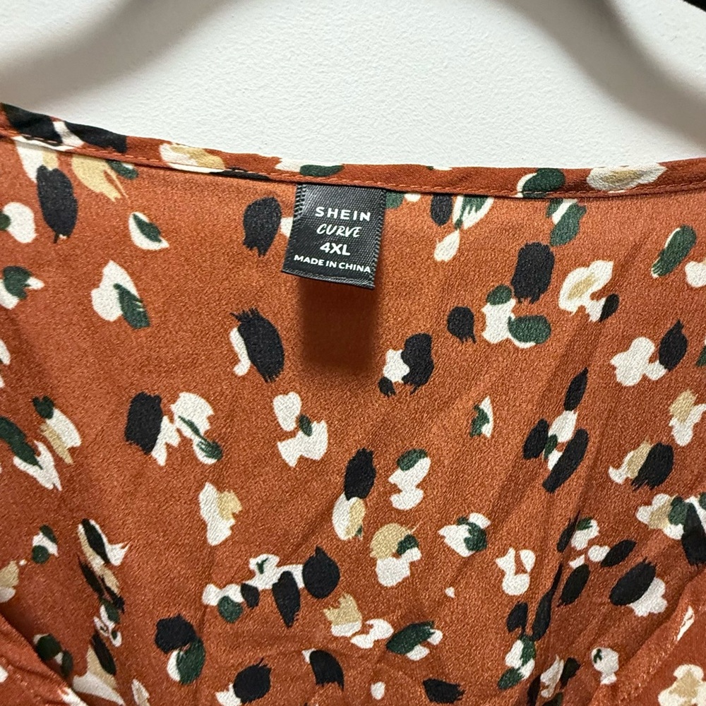 SHEIN Brown Floral Long Sleeve Dress - Picture 2 of 4
